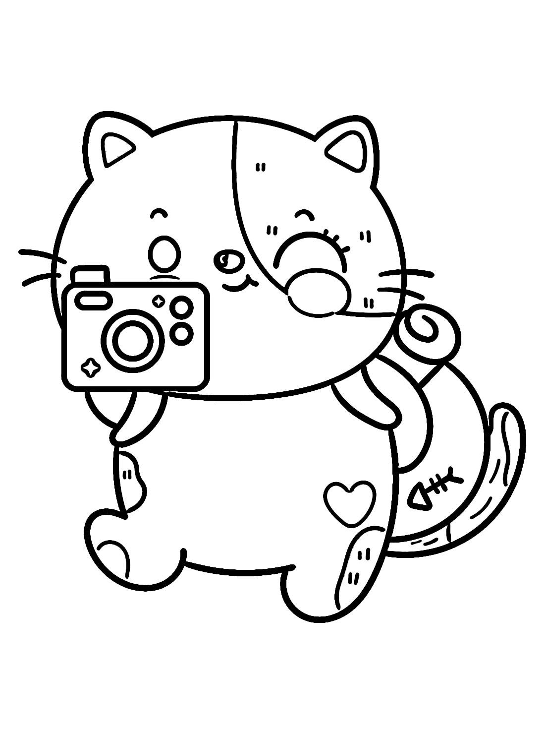 Cat with camera coloring pages printable - Coloring Online Free