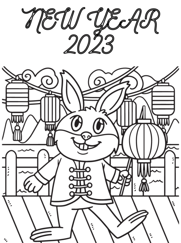 Happy New Year Coloring Sheet for Kids