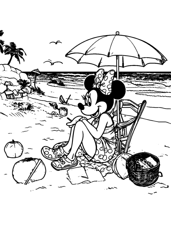 Minnie Mouse enjoying a day at the beach