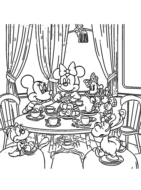 Minnie Mouse having a tea party