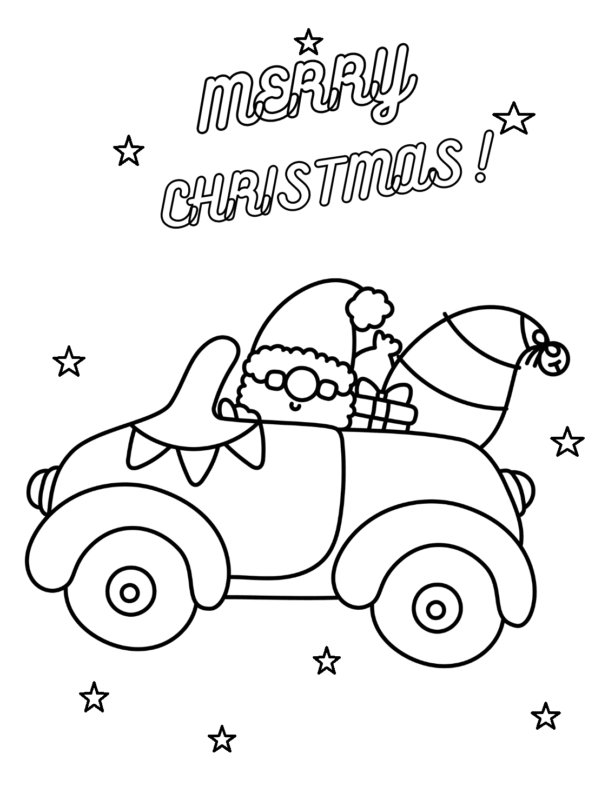 Santa Claus Giving Gifts With Car