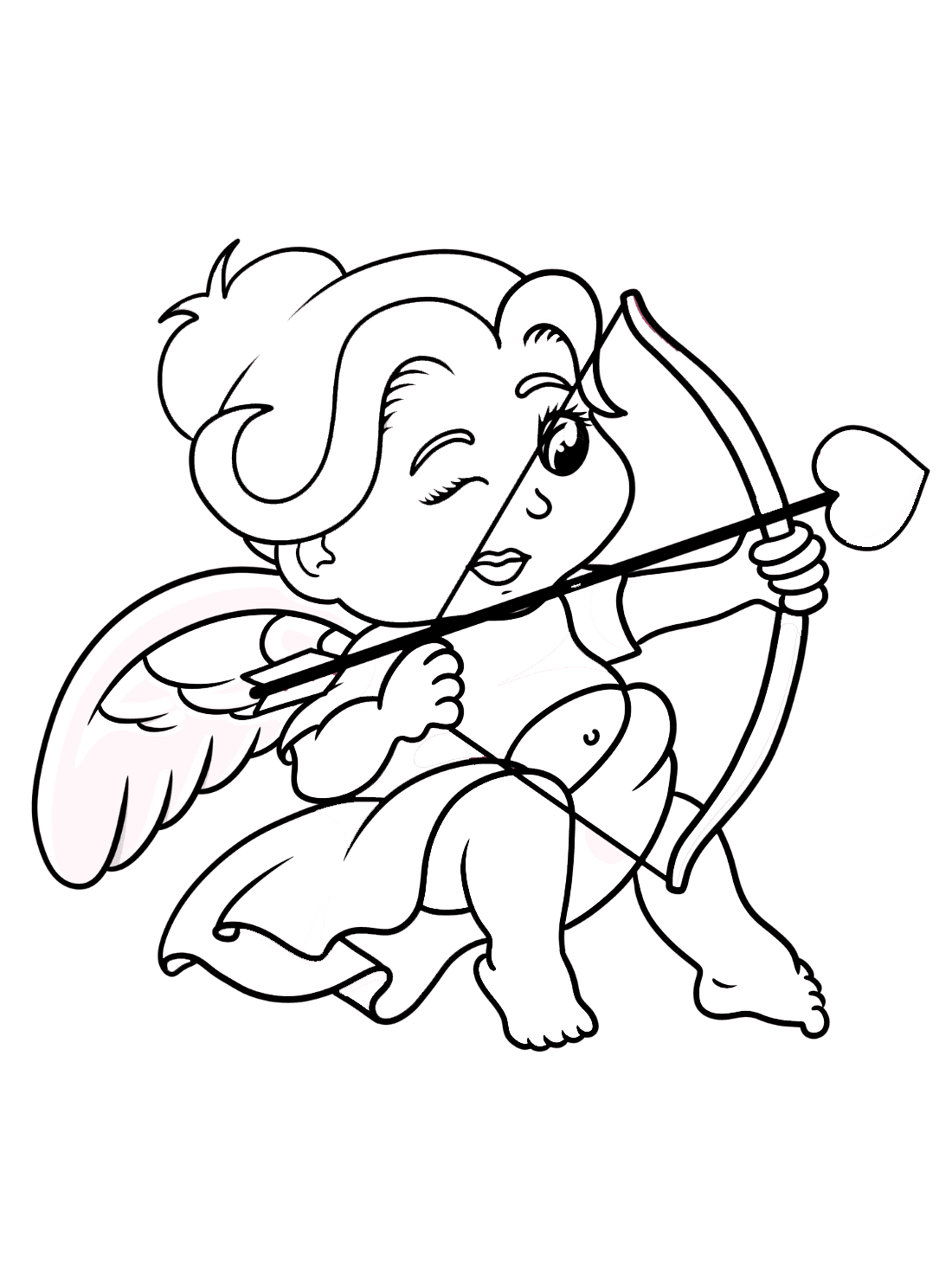 Sweet Cupid Printable For Kids - Coloring Online Free