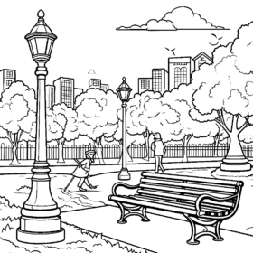 park drawing coloring pages
