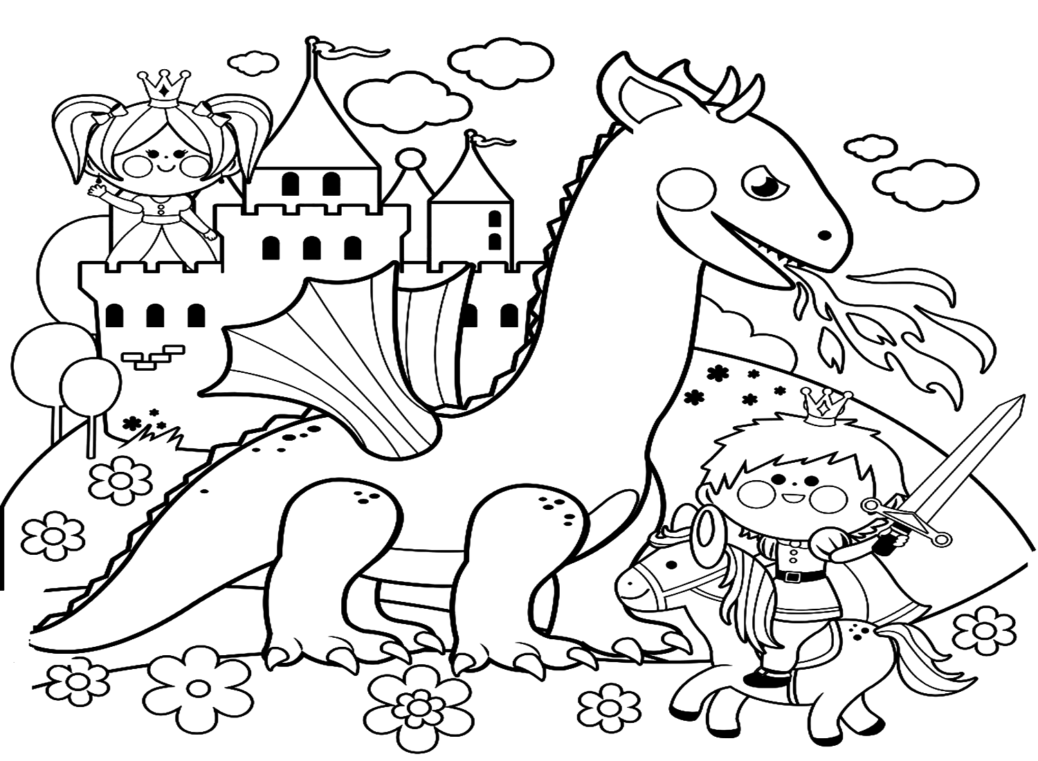 Dragon Coloring page for kids - Coloring Online Free