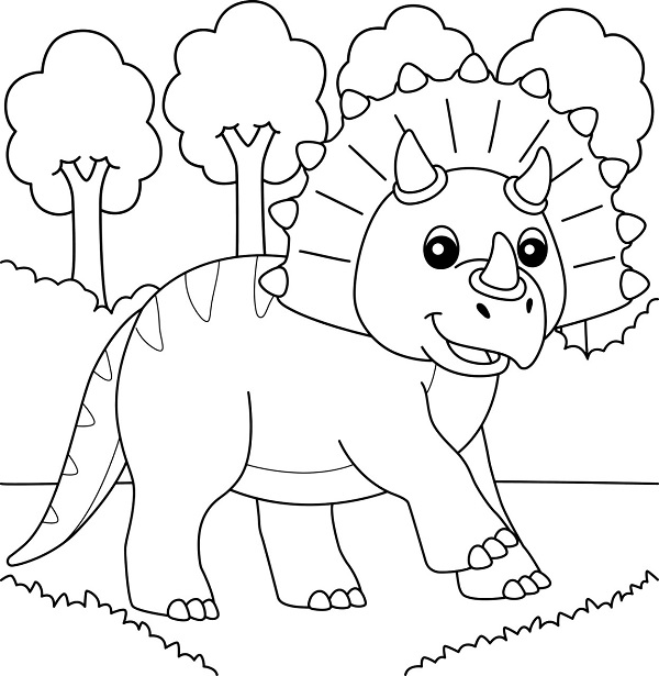 Triceratops coloring page For Kids - Coloring Online Free